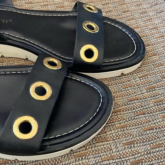 A. Gianetti Black sandal. Gold Grommet detail - Picture 8 of 9